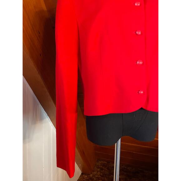 Vintage Pendleton Virgin Wool Bright Red Crop Blazer sz 14 - Picture 7 of 9